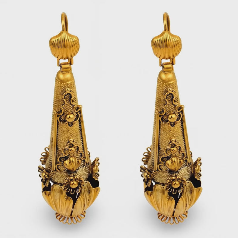 Victorian 15k Etruscan Dangle Earrings