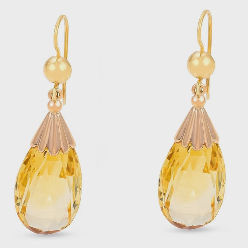 Victorian 18k Citrine Drop Earrings