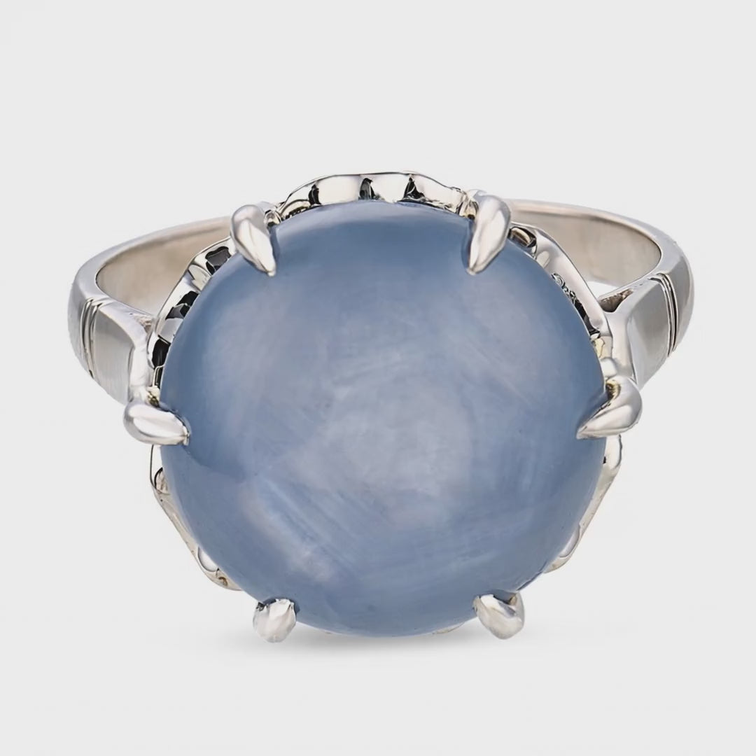 Load video: Art Deco Platinum Star Sapphire Ring