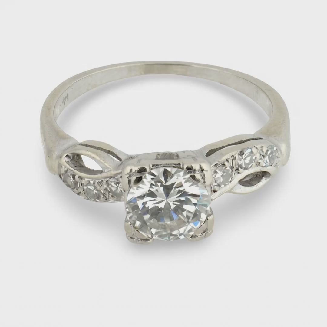 Art Deco 14k Diamond Engagement Ring .70ct