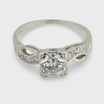 Art Deco 14k Diamond Engagement Ring .70ct