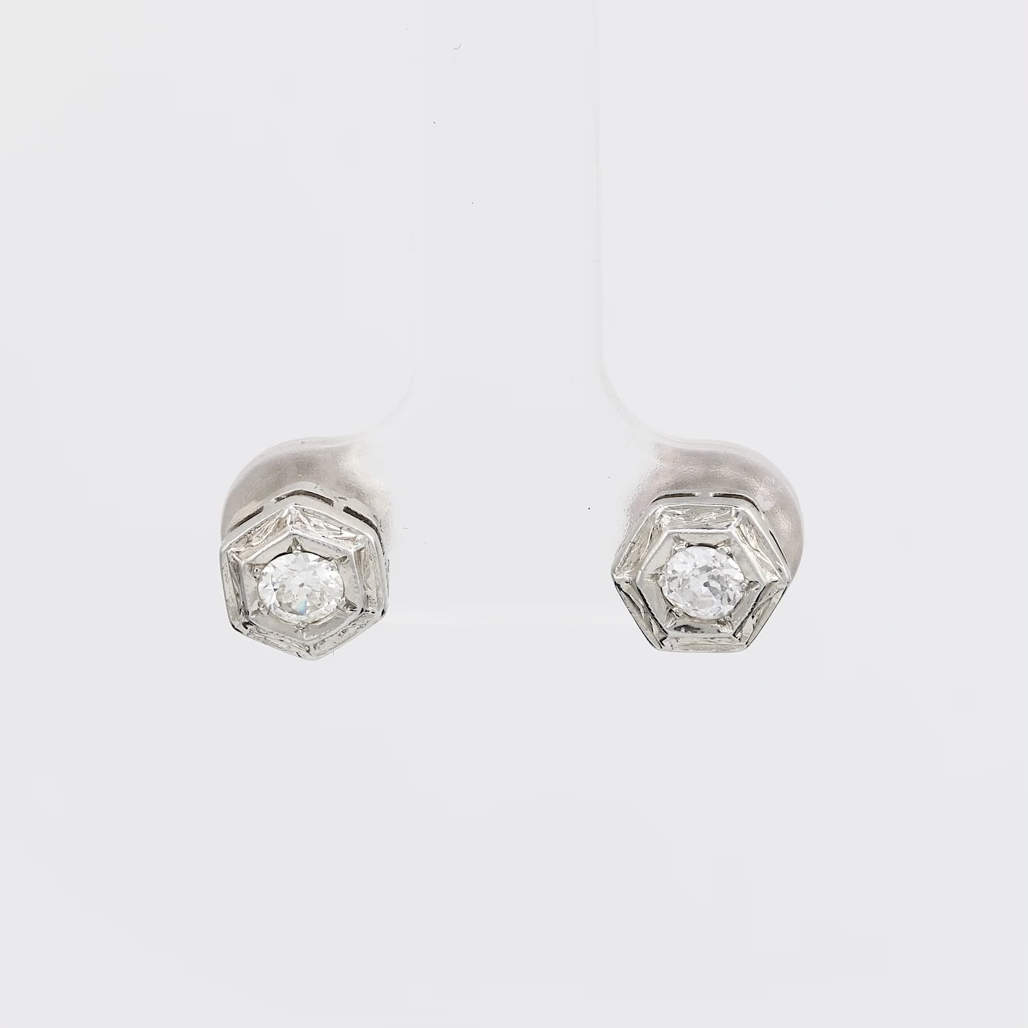 Art Deco 14k Diamond Stud Earrings