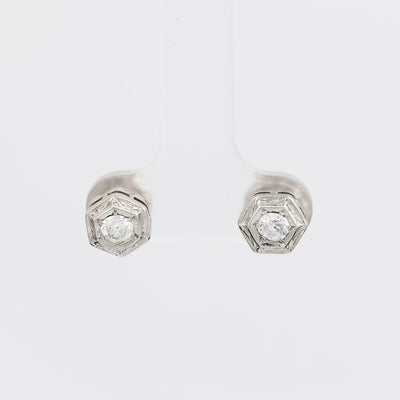 Art Deco 14k Diamond Stud Earrings