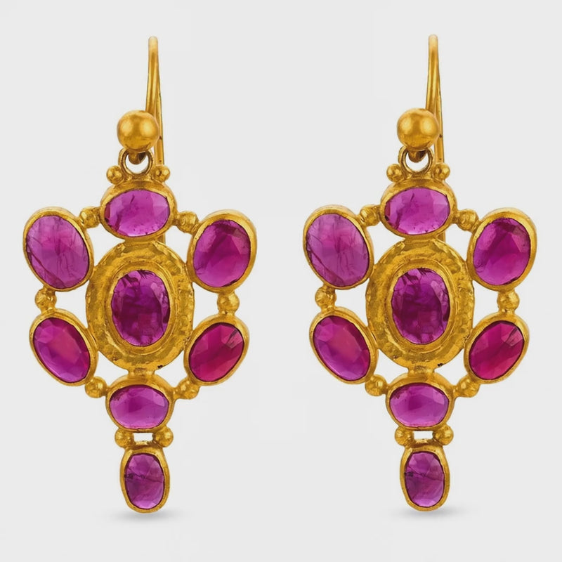 GURHAN Estate Indian 24k Ruby Dangle Earrings