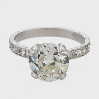 Art Deco Platinum Diamond Engagement Ring 2.88ct