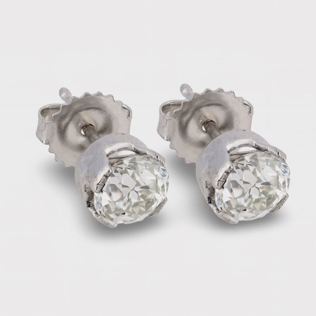 Art Deco Platinum Diamond Stud Earrings