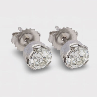 Art Deco Platinum Diamond Stud Earrings