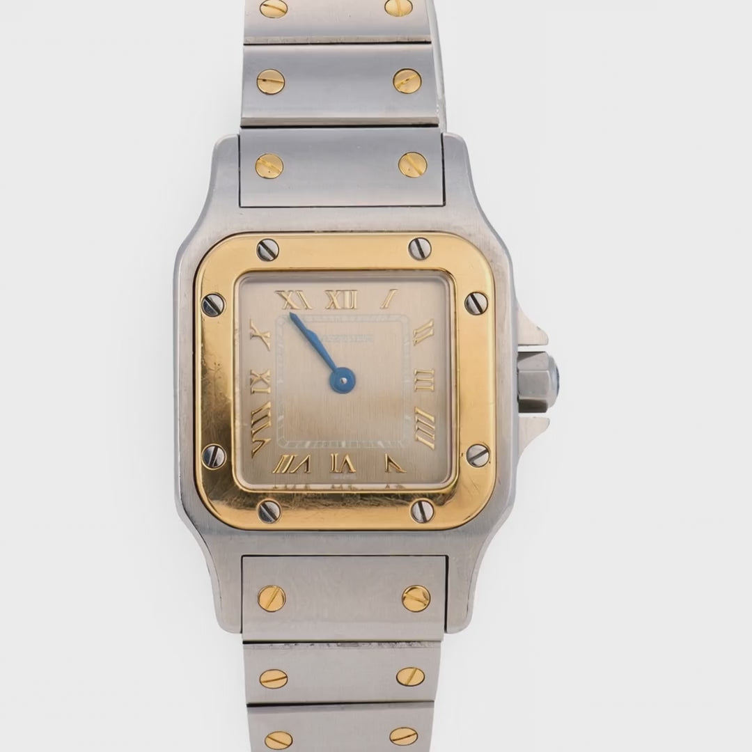 CARTIER  Estate 18k/Stainless Steel Santos Two-Tone Ladies Watch