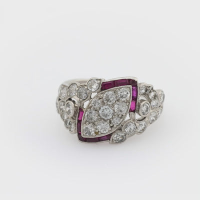 Art Deco Platinum Diamond & Ruby Ring