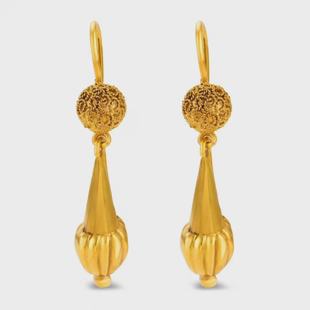 Load video: Victorian 14k Etruscan Drop Earrings