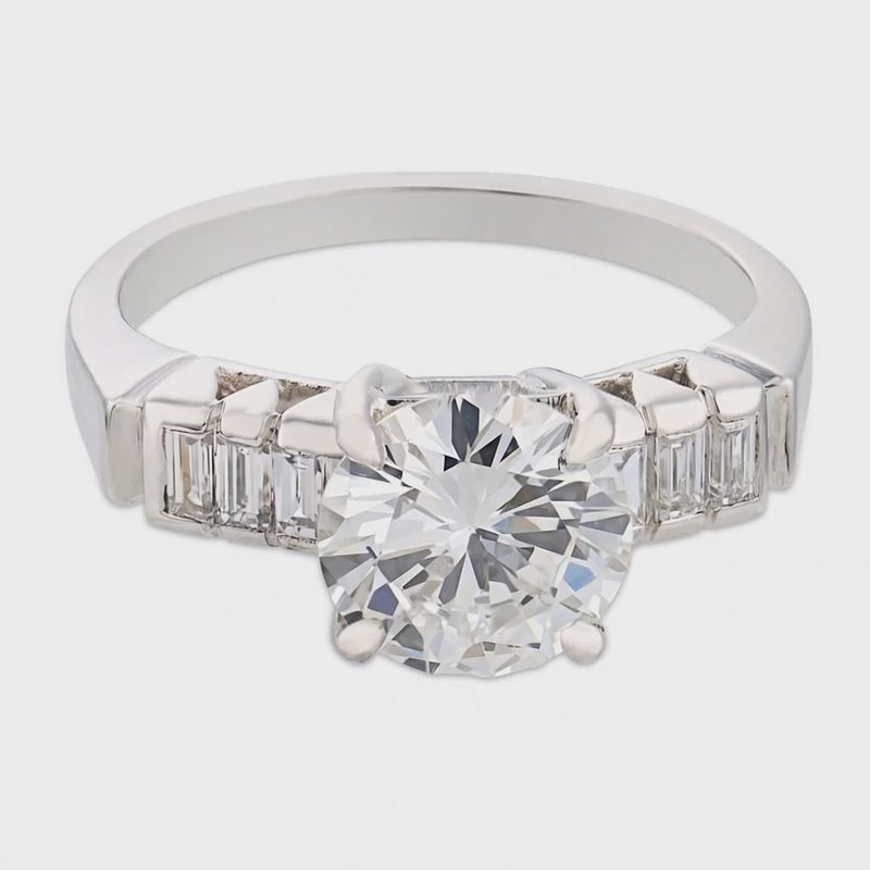 Art Deco Platinum Diamond Engagement Ring 1.59ct