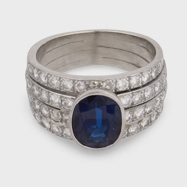 Estate 18k Sapphire & Diamond Ring