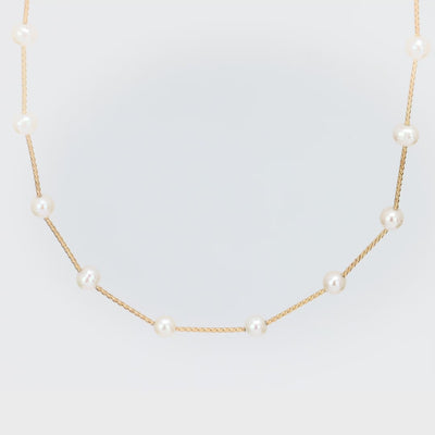 Estate 14k Pearl Tube Necklace
