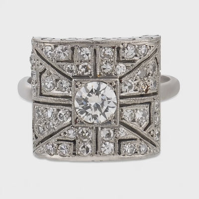 Art Deco Platinum Diamond Locket Ring