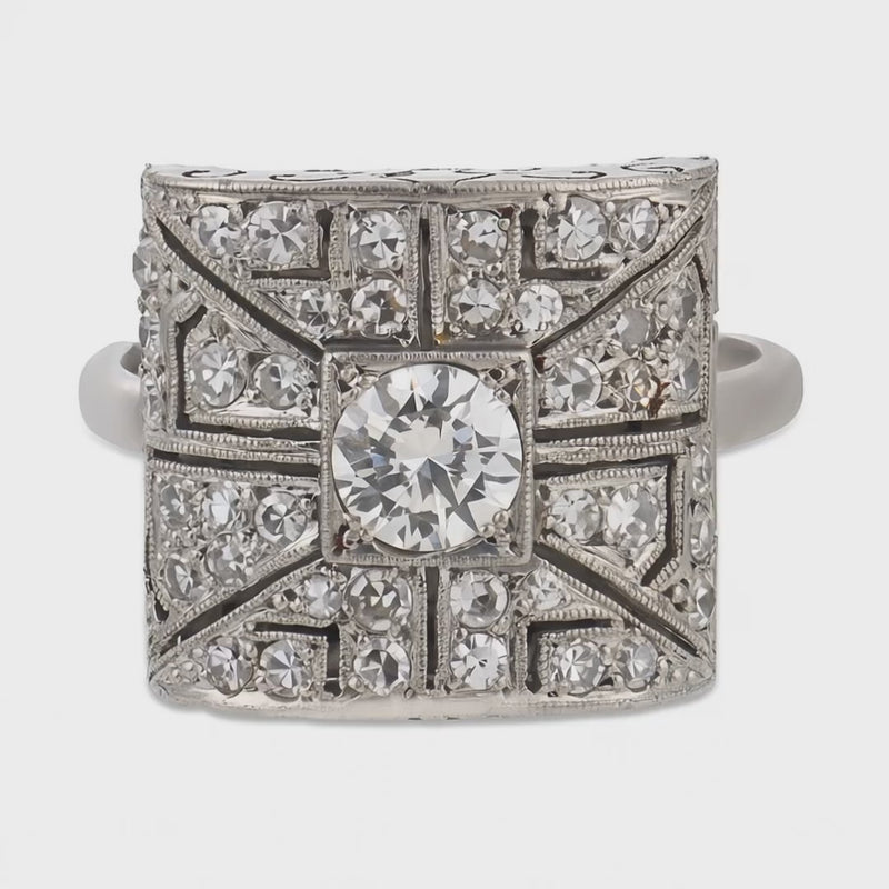 Art Deco Platinum Diamond Locket Ring