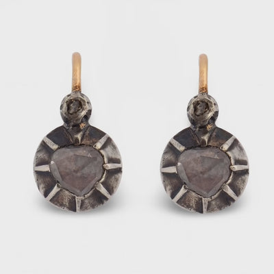 Victorian 14k/Sterling Silver Diamond Drop Earrings