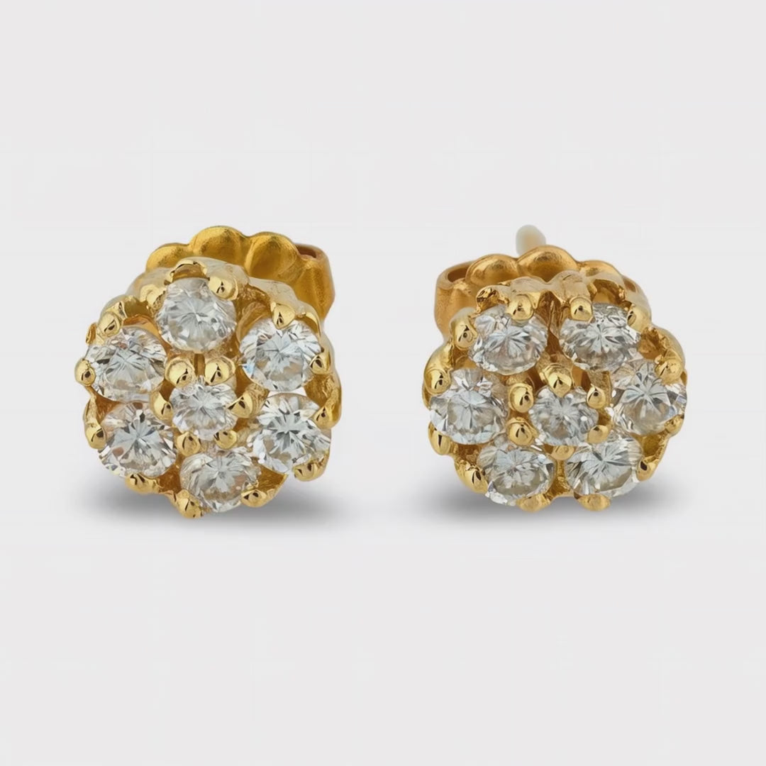 Estate 14k Diamond Cluster Stud Earrings