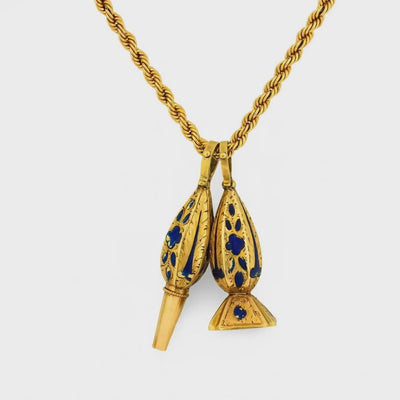 Georgian 18k/14k Enamel Fob Pendant Necklace