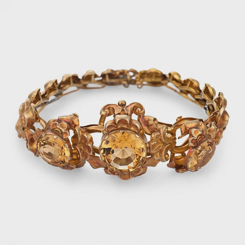 Georgian 22k Citrine Link Bracelet