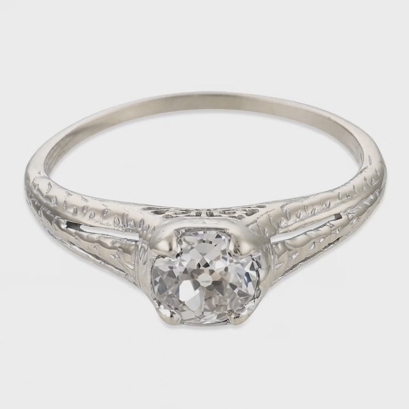 Art Deco 18k Diamond Engagement Ring .60ct
