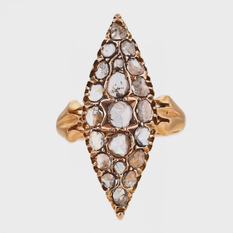 Georgian 18k Diamond Navette Ring