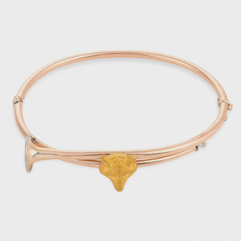 Victorian 14k Hunting Horn & Fox-Motif Bangle