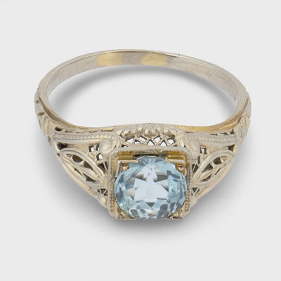 Art Deco 18k Aqua Ring