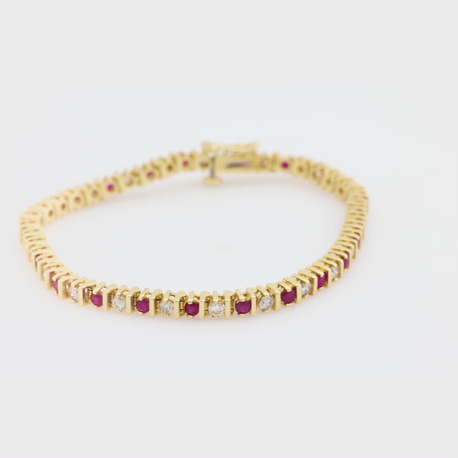 Estate 14k Ruby & Diamond Tennis Bracelet