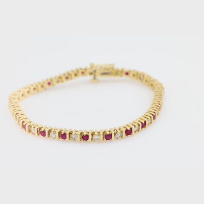 Estate 14k Ruby & Diamond Tennis Bracelet