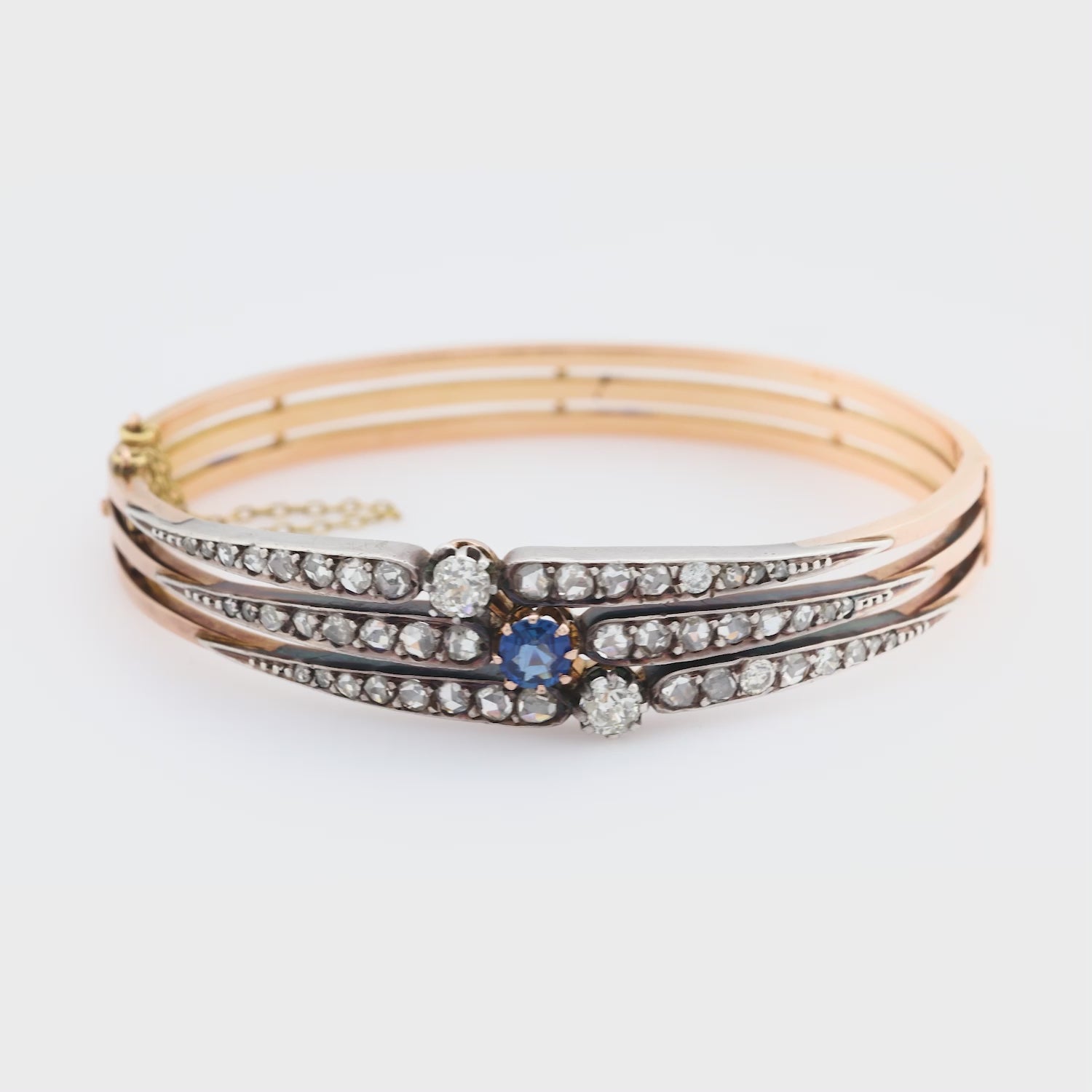 Edwardian French 18k/Platinum Sapphire & Diamond Bracelet