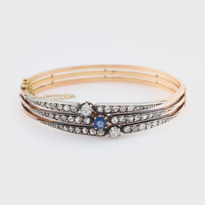 Edwardian French 18k/Platinum Sapphire & Diamond Bracelet