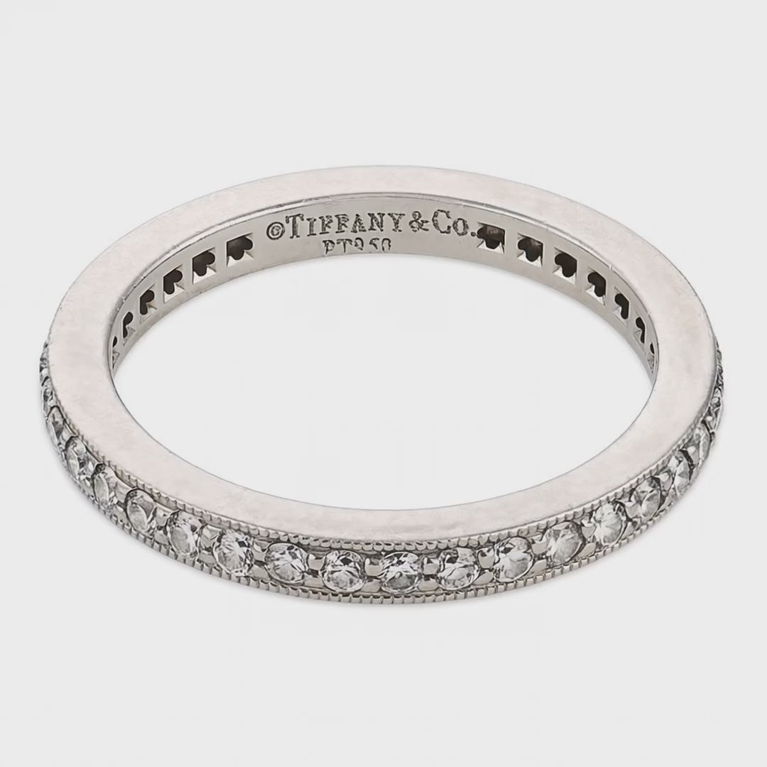 Load video: TIFFANY &amp; CO. Estate Platinum Diamond Eternity Band