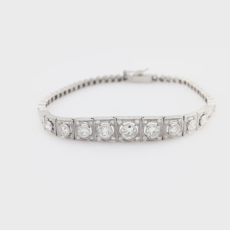 Edwardian Platinum Diamond Line Bracelet