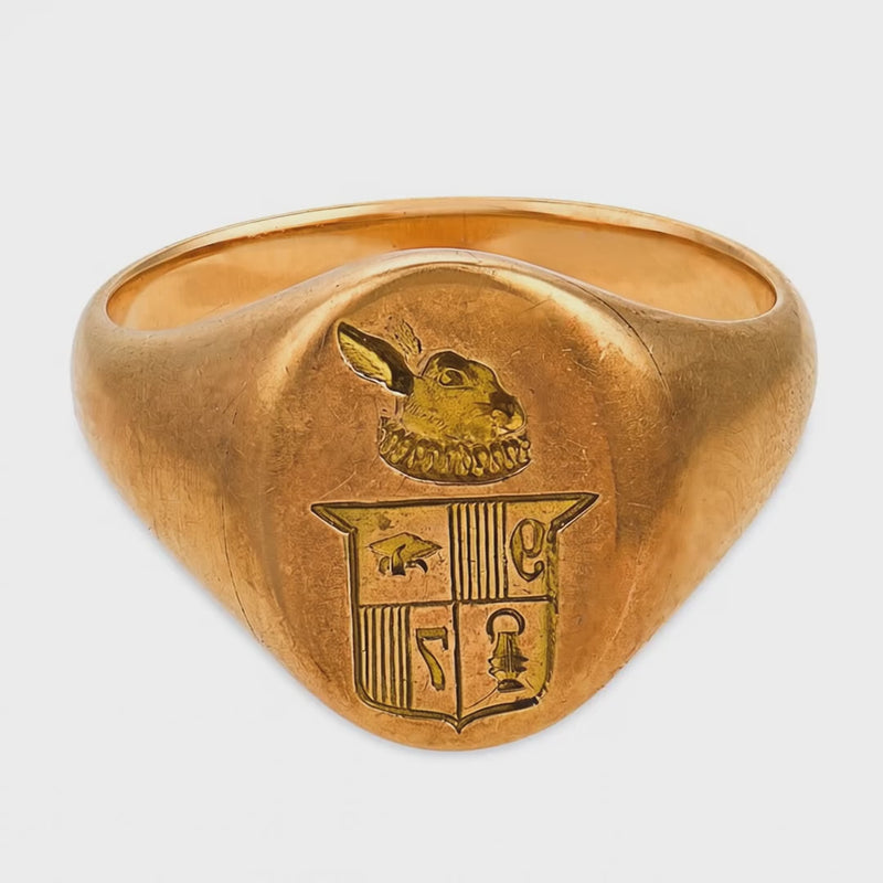 Victorian 14k Crest Signet Ring