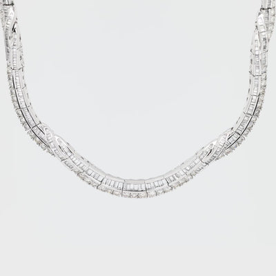 Estate Platinum Diamond Twisted Riviera Necklace