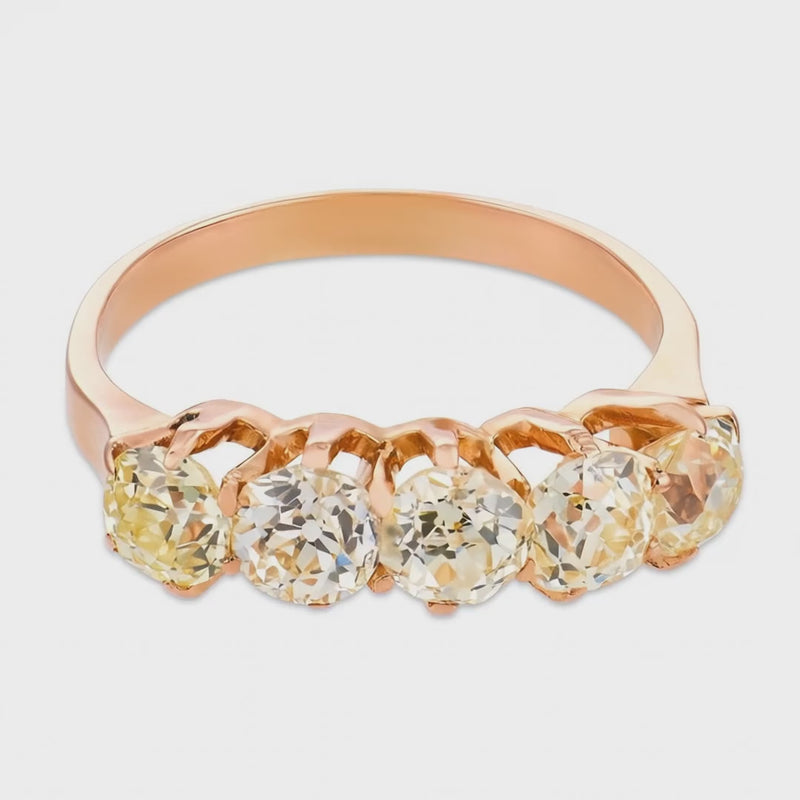 Victorian 14k Diamond Five Stone Ring