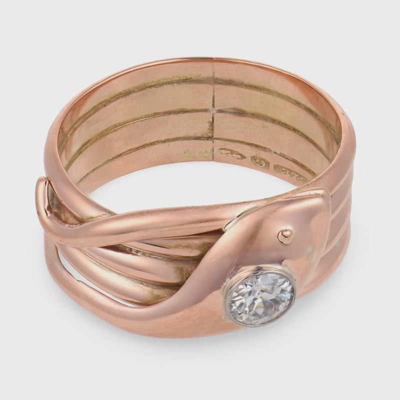 Victorian English 9k Diamond Snake Ring