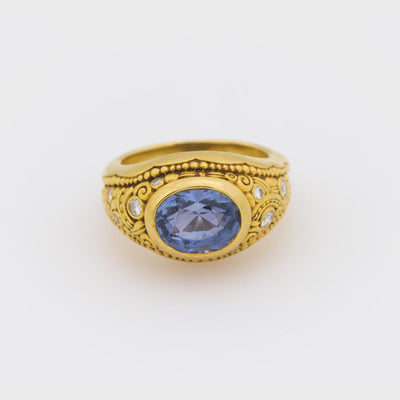 ALEX ŠEPKUS Estate 18k Sapphire and Diamond Ring