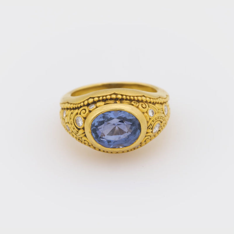 ALEX ŠEPKUS Estate 18k Sapphire and Diamond Ring