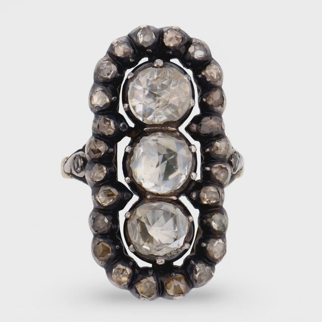 Georgian 18k/Sterling Silver Diamond Navette Ring