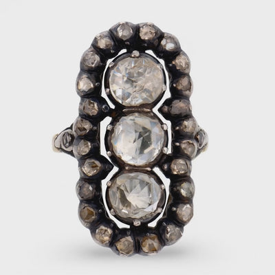 Georgian 18k/Sterling Silver Diamond Navette Ring