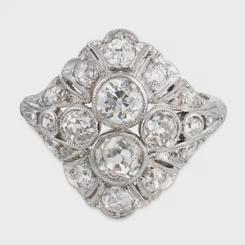 Art Deco Platinum Diamond Navette Ring