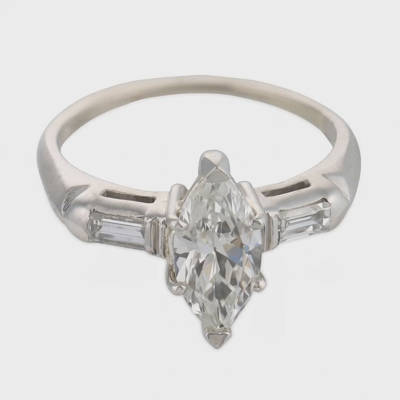 Retro Platinum Diamond Engagement Ring .90ct