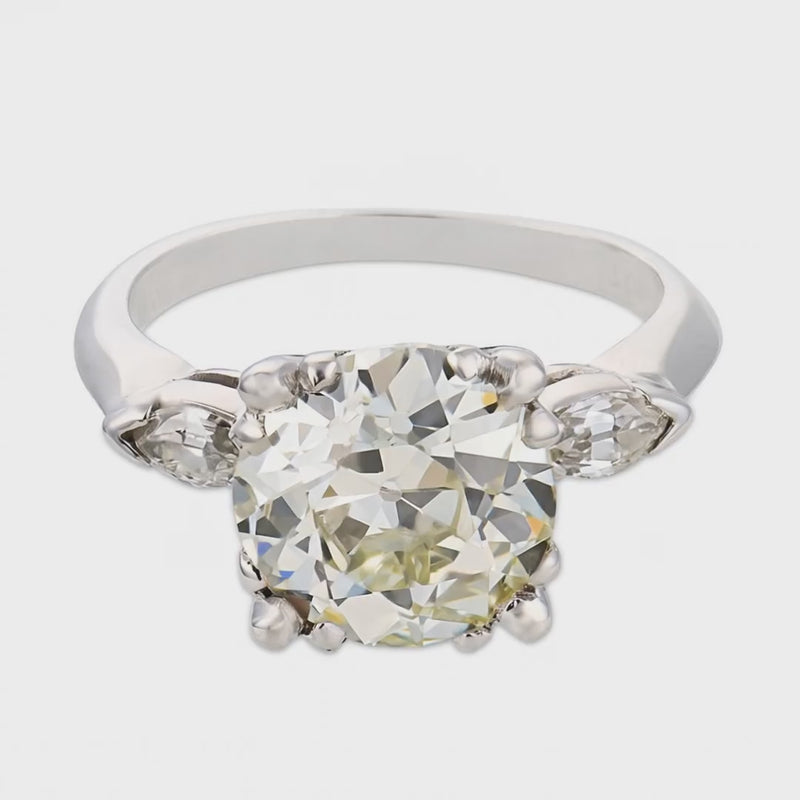 Art Deco Platinum Diamond Engagement Ring 3.09ct