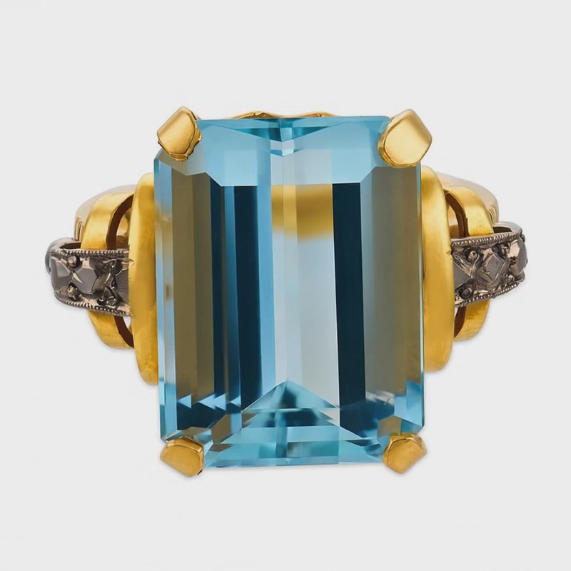 Retro 18k Aqua Ring