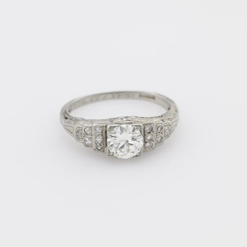 BIRKS Art Deco 18k Diamond Engagement Ring .80ct