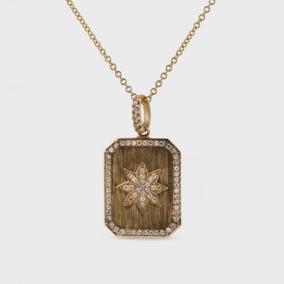 Estate 14k Diamond Starburst-Motif Pendant Necklace