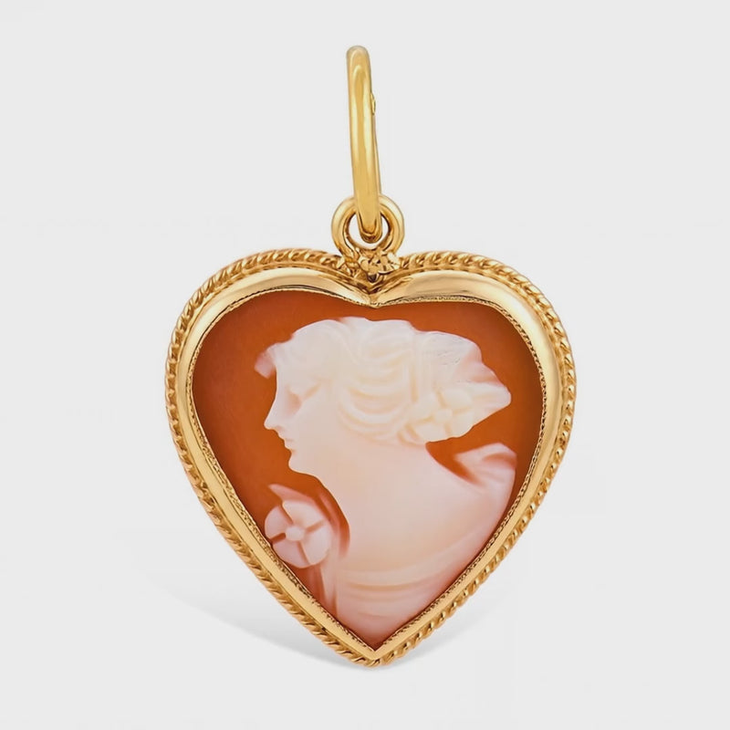 Art Deco 14k Cameo Heart-Motif Pendant/Charm