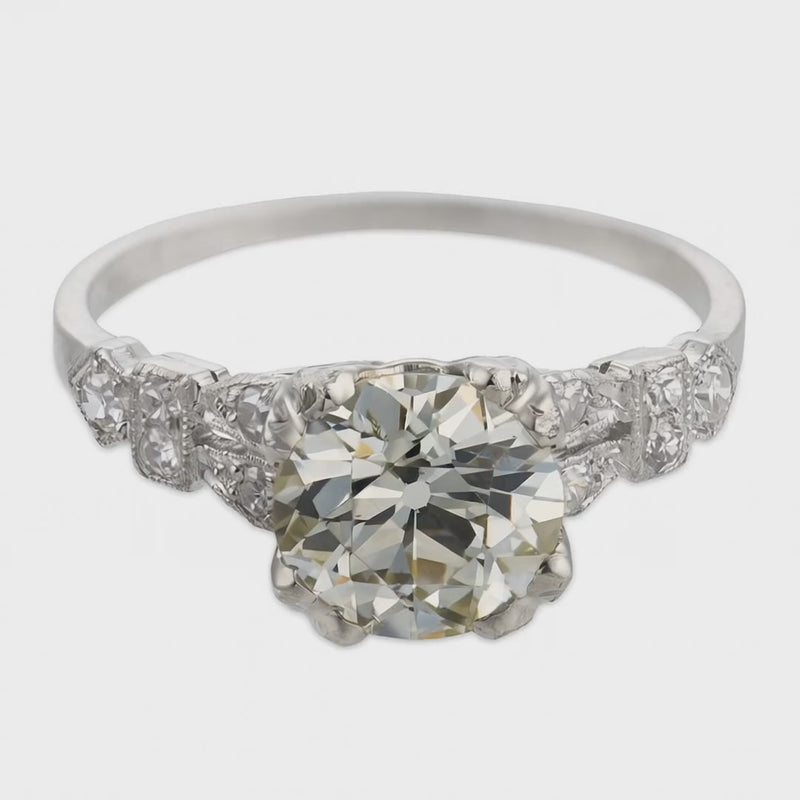Art Deco Platinum Diamond Engagement Ring 1.59ct