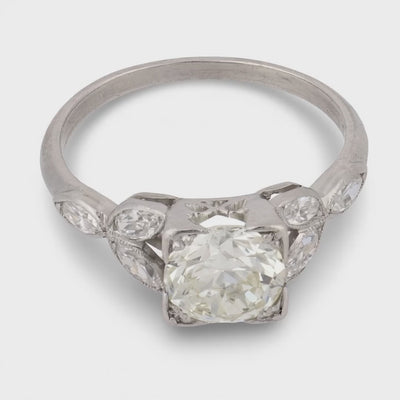 Art Deco Platinum Diamond Engagement Ring 1.35ct